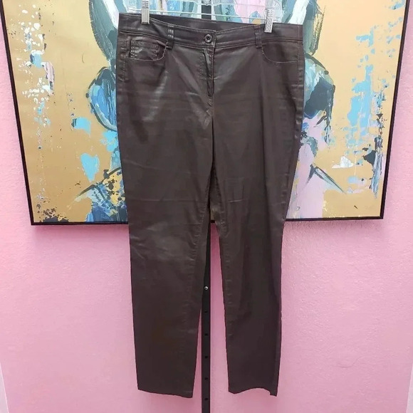 W by Worth Faux Leather Cognac Coated Jeans - Picture 1 of 5